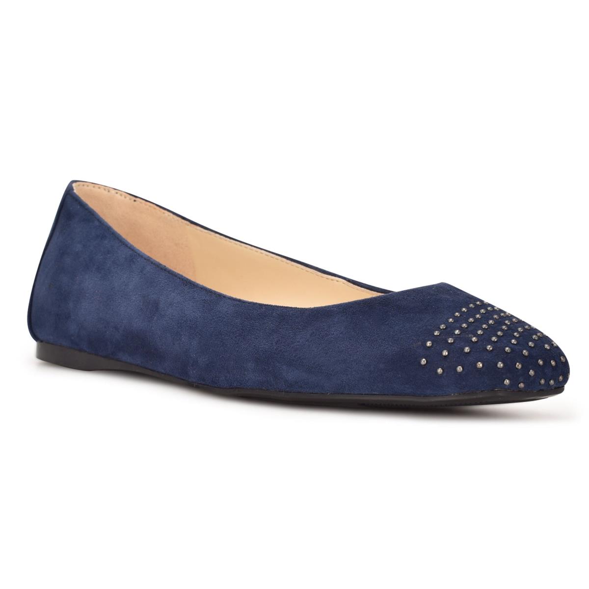 Ballerinas Nine West Aloha Studded Square-Puntera Azul Marino | 0526BNJAK