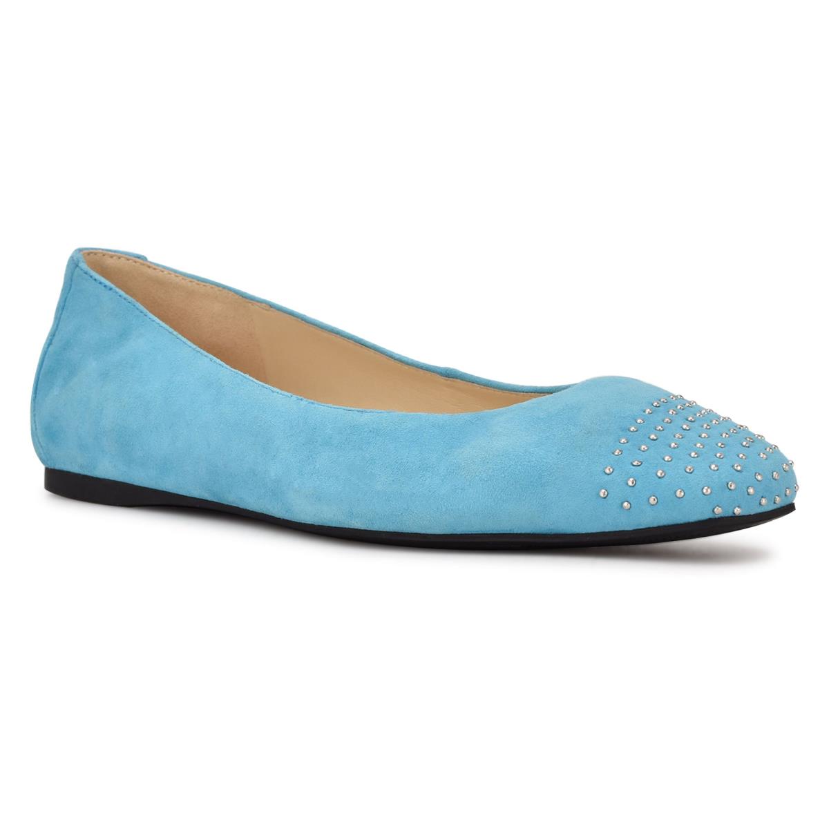 Ballerinas Nine West Aloha Studded Square-Puntera Azules Claro | 3915XPJAW