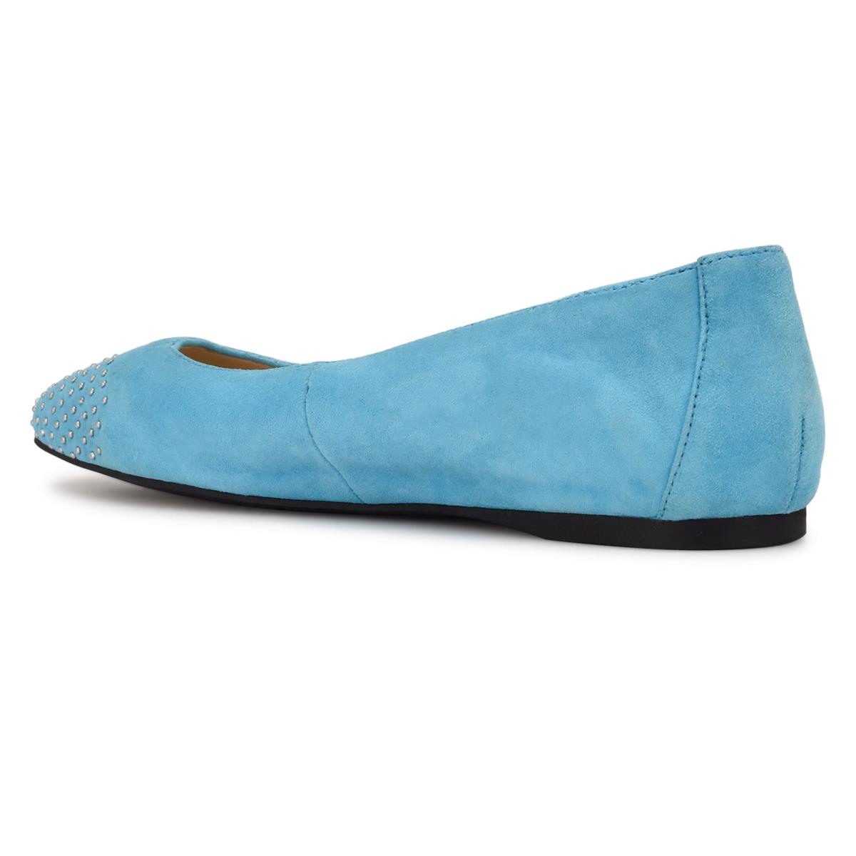 Ballerinas Nine West Aloha Studded Square-Puntera Azules Claro | 3915XPJAW