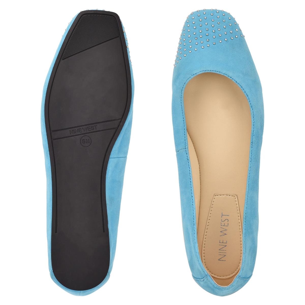 Ballerinas Nine West Aloha Studded Square-Puntera Azules Claro | 3915XPJAW