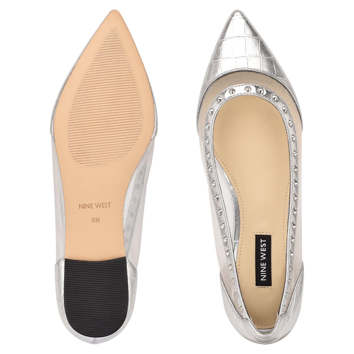 Ballerinas Nine West Bizzie Pointy Puntera Plateadas | 8619LJZQI