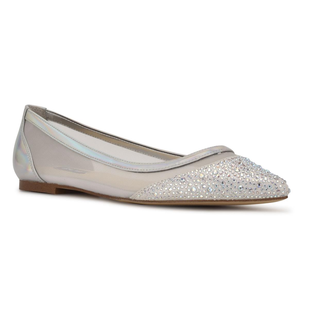 Ballerinas Nine West Bogus Pointy Puntera Beige Plateadas | 4273XSQEL