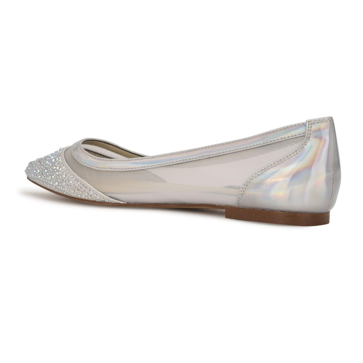 Ballerinas Nine West Bogus Pointy Puntera Beige Plateadas | 4273XSQEL