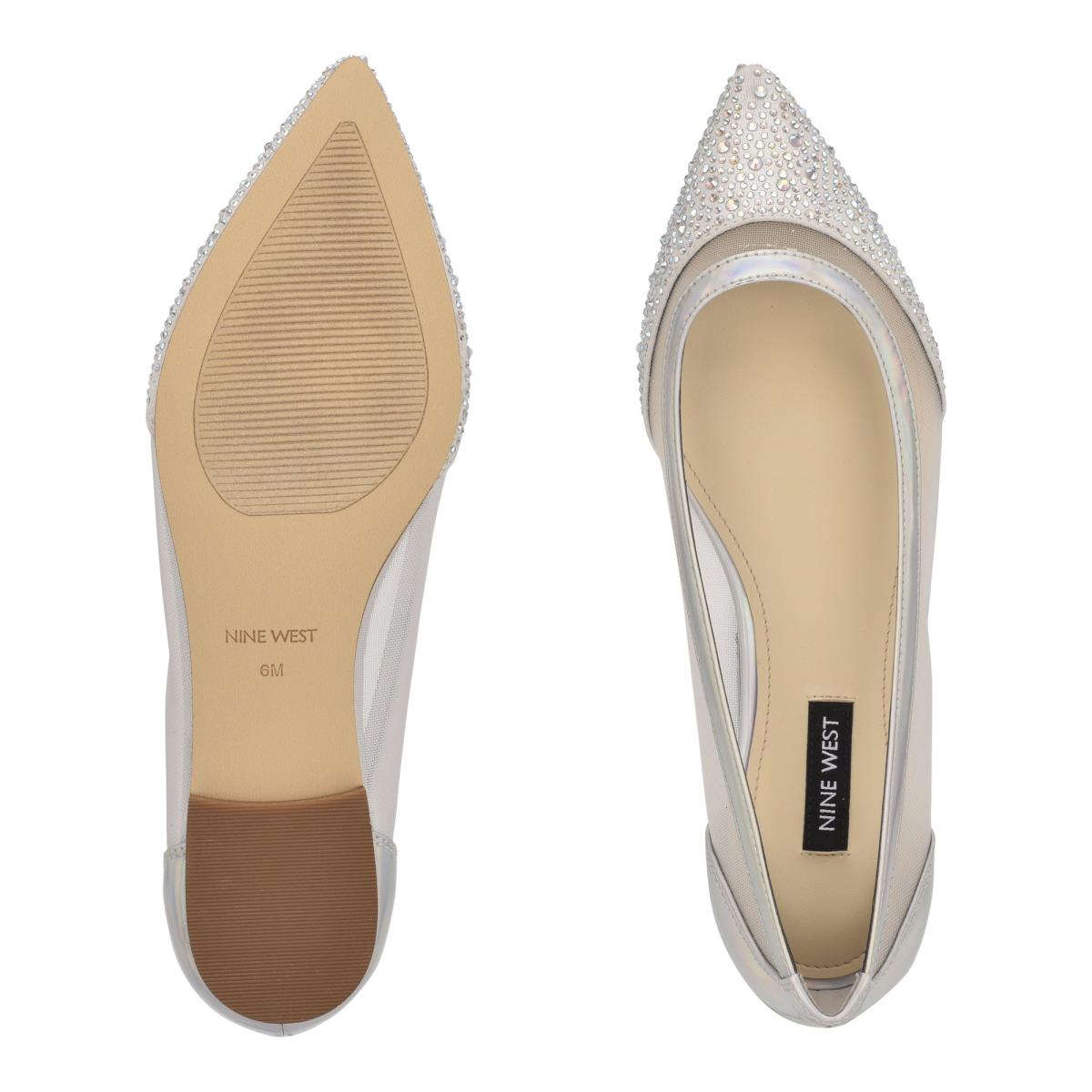 Ballerinas Nine West Bogus Pointy Puntera Beige Plateadas | 4273XSQEL