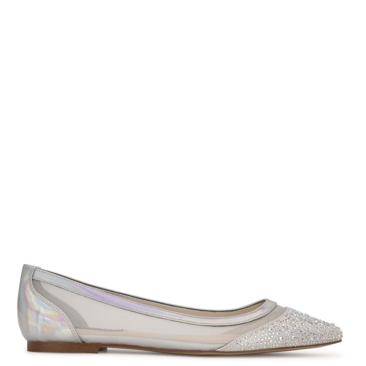 Ballerinas Nine West Bogus Pointy Puntera Beige Plateadas | 4273XSQEL