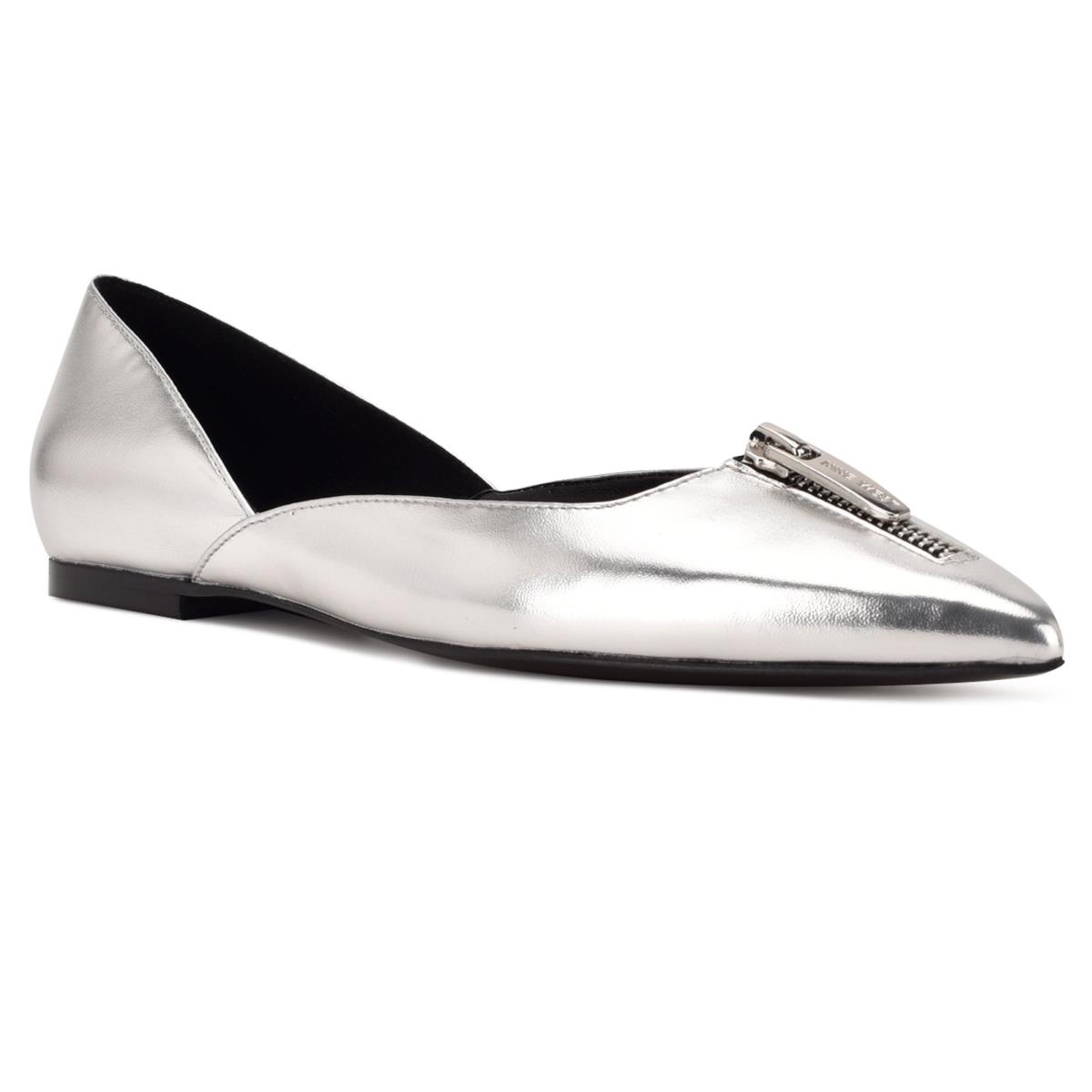 Ballerinas Nine West Brina Pointy Puntera Plateadas | 5921BZLWI