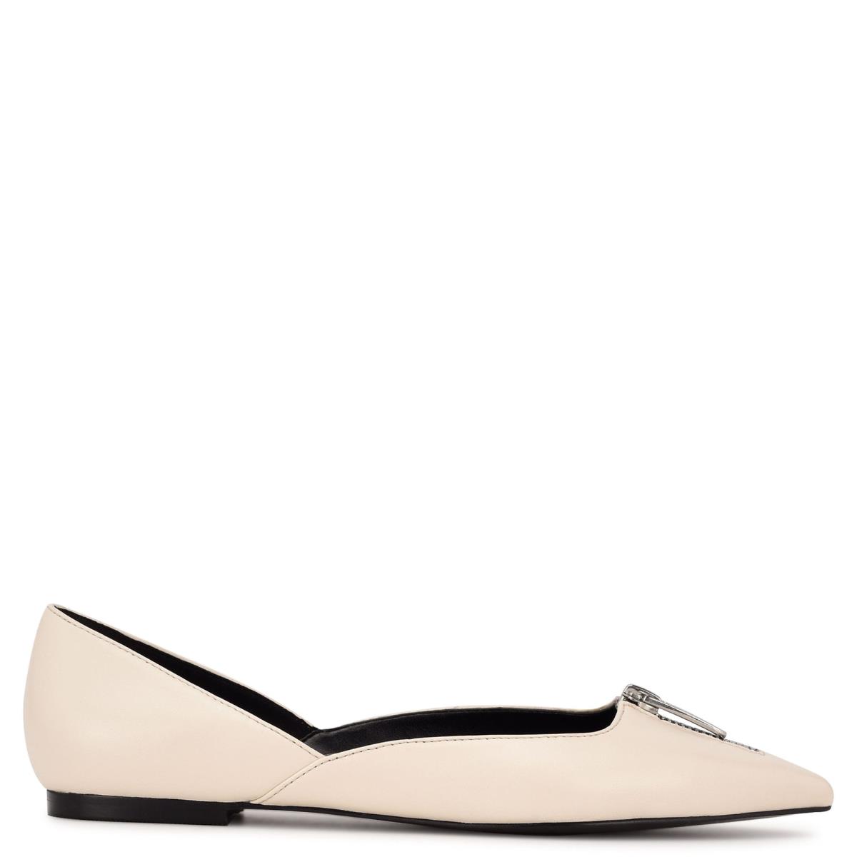 Ballerinas Nine West Brina Pointy Puntera Creme | 9184ENMAB