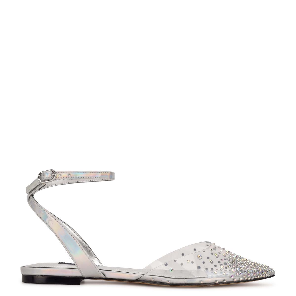 Ballerinas Nine West Briya Pointy Puntera Plateadas | 6903SFUCZ