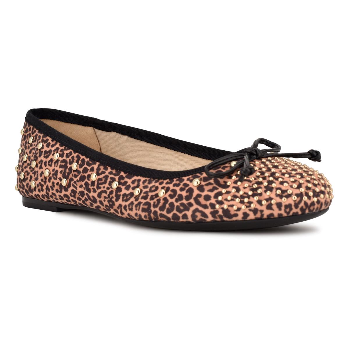 Ballerinas Nine West Curvy Studded Ballet Leopardo Marrones | 3597TYKCN