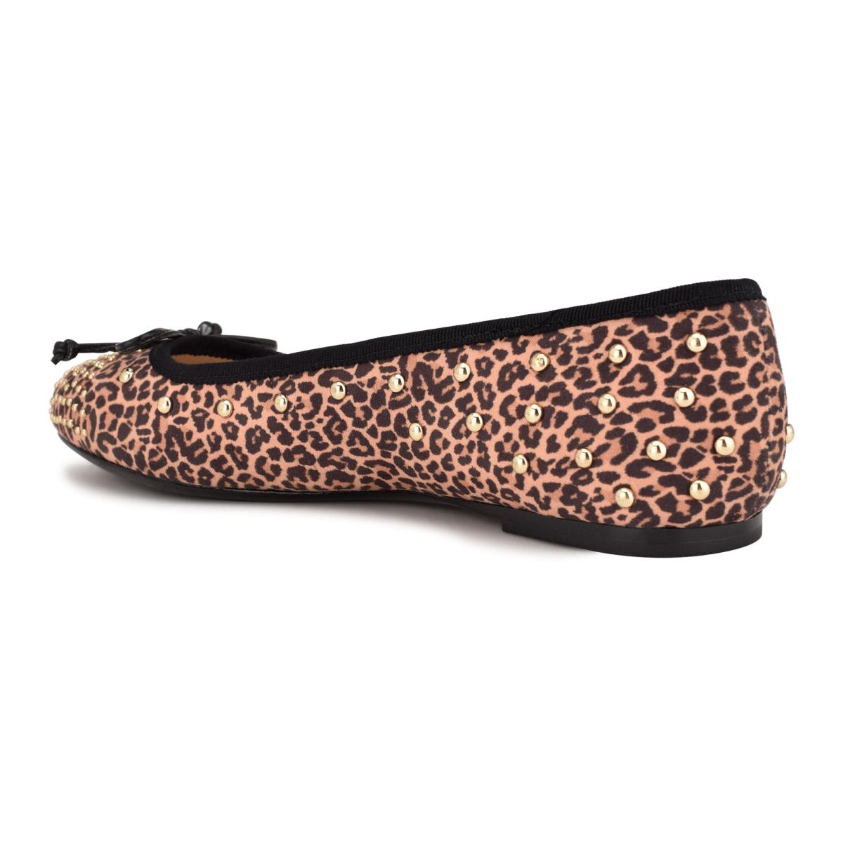 Ballerinas Nine West Curvy Studded Ballet Leopardo Marrones | 3597TYKCN