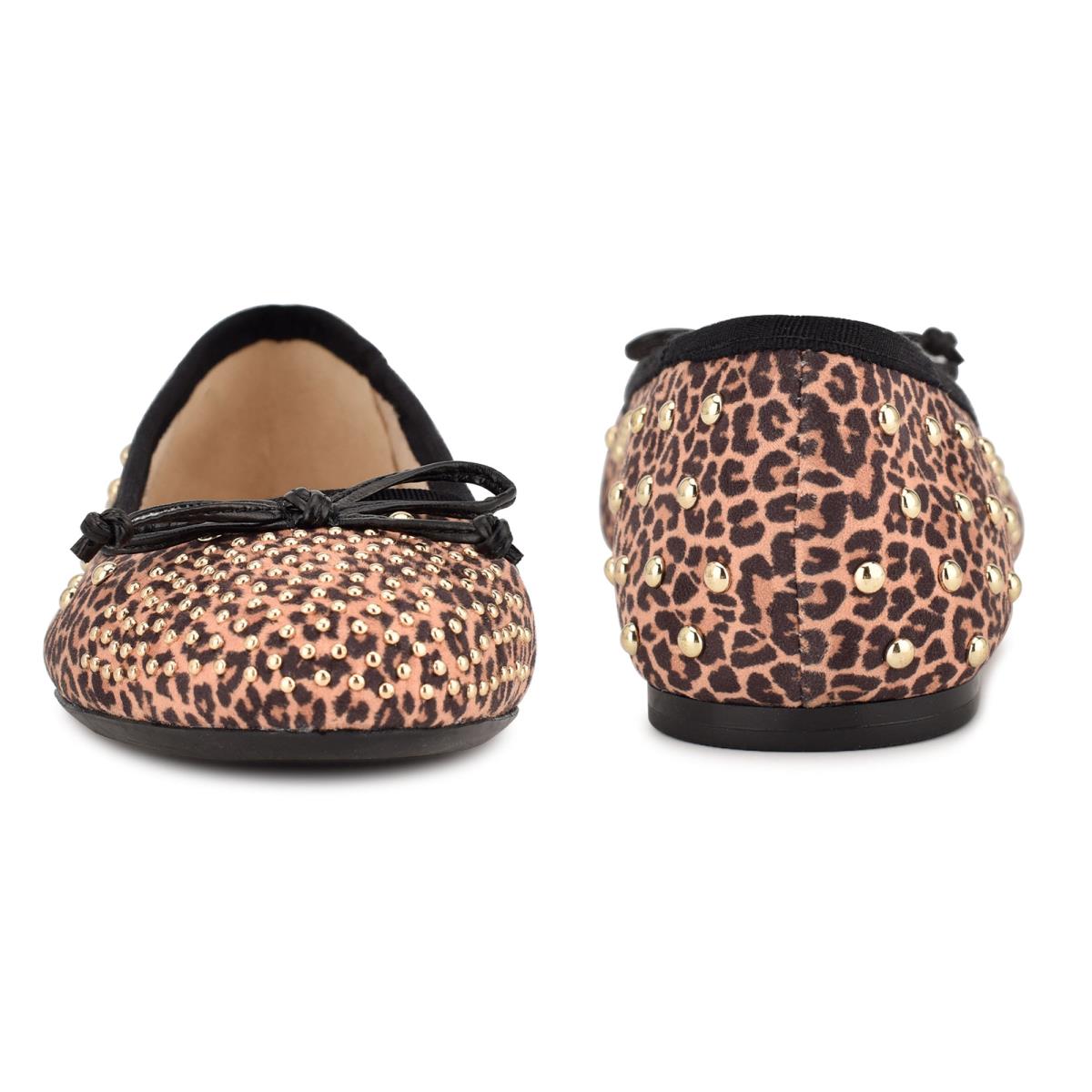 Ballerinas Nine West Curvy Studded Ballet Leopardo Marrones | 3597TYKCN