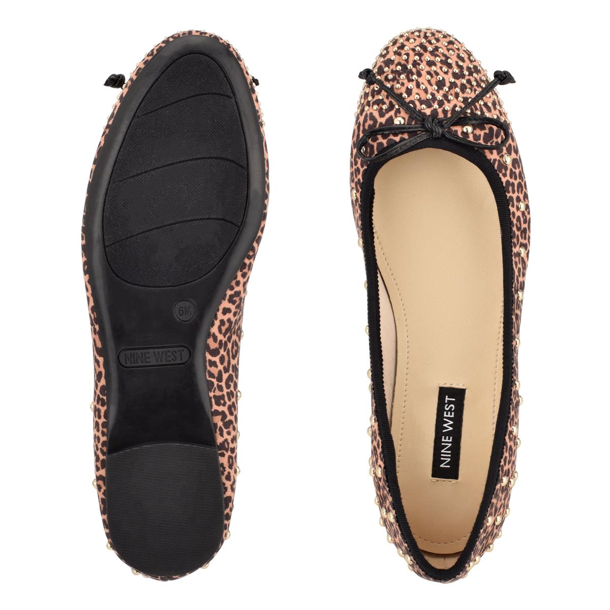 Ballerinas Nine West Curvy Studded Ballet Leopardo Marrones | 3597TYKCN