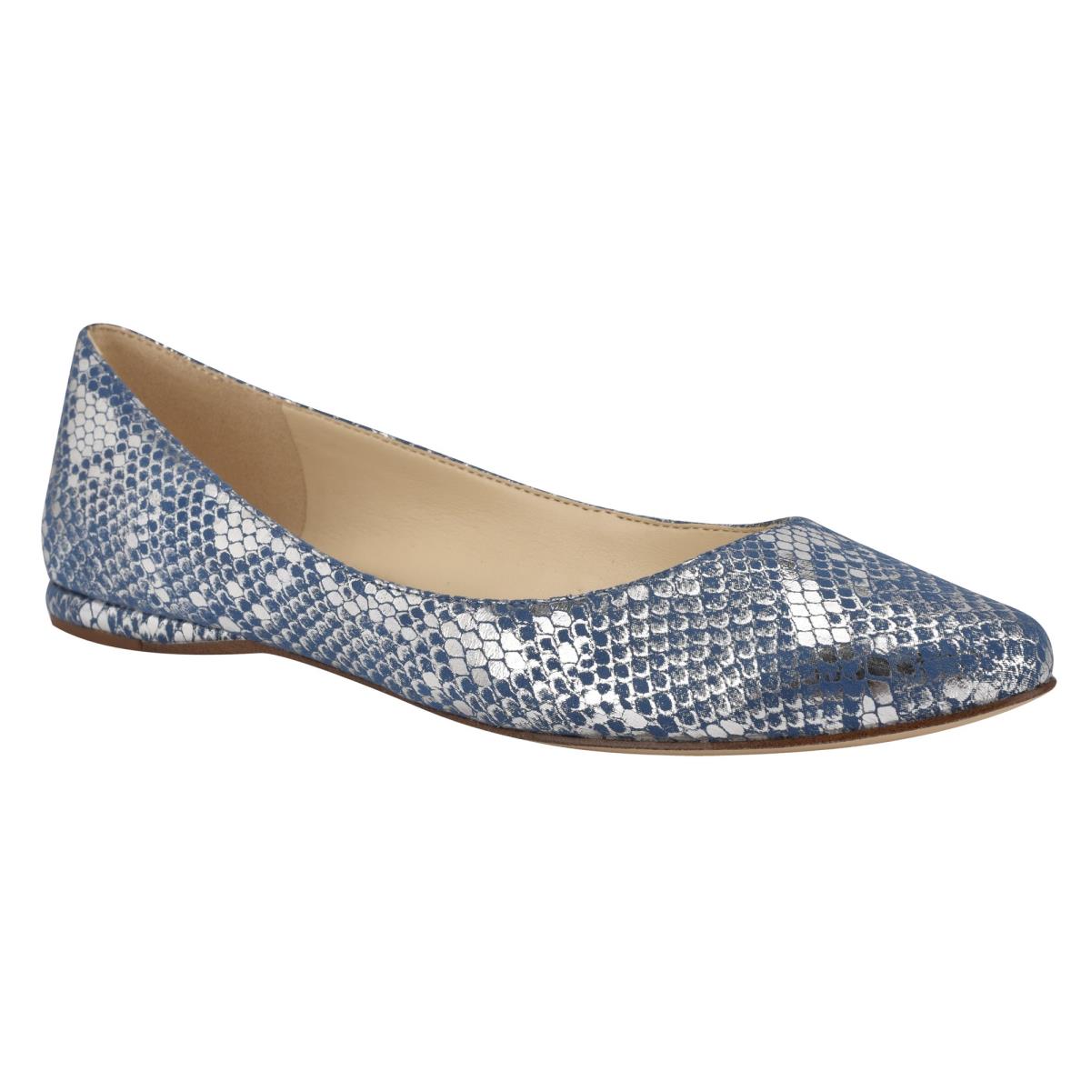 Ballerinas Nine West Speakup Almond Puntera Azules Serpent | 1389XQSVM