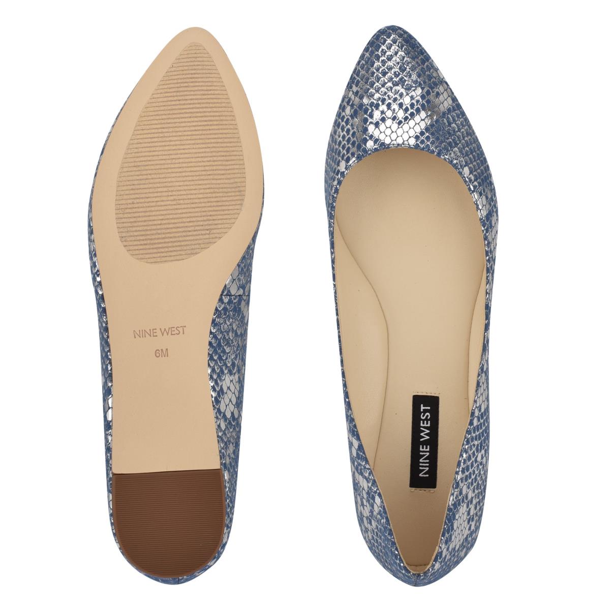 Ballerinas Nine West Speakup Almond Puntera Azules Serpent | 1389XQSVM