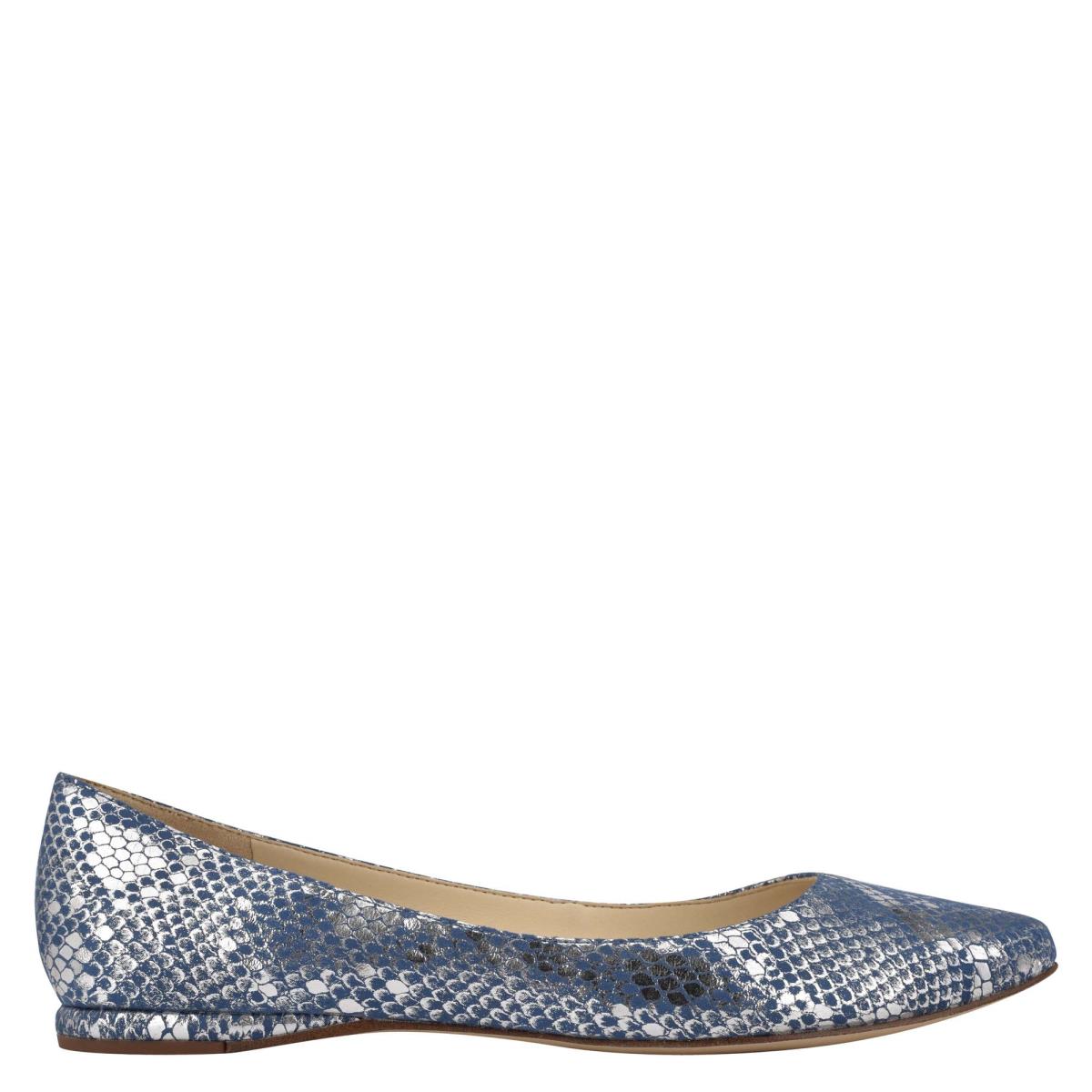 Ballerinas Nine West Speakup Almond Puntera Azules Serpent | 1389XQSVM