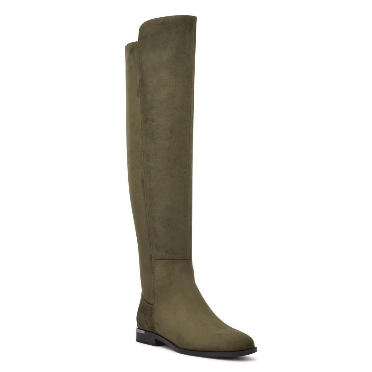 Botas Nine West Allair Anchos Calf Over the Knee Verde Oliva | 5641GAXHD