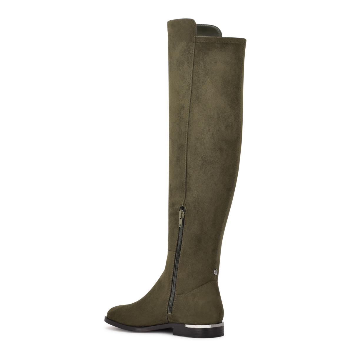 Botas Nine West Allair Anchos Calf Over the Knee Verde Oliva | 5641GAXHD