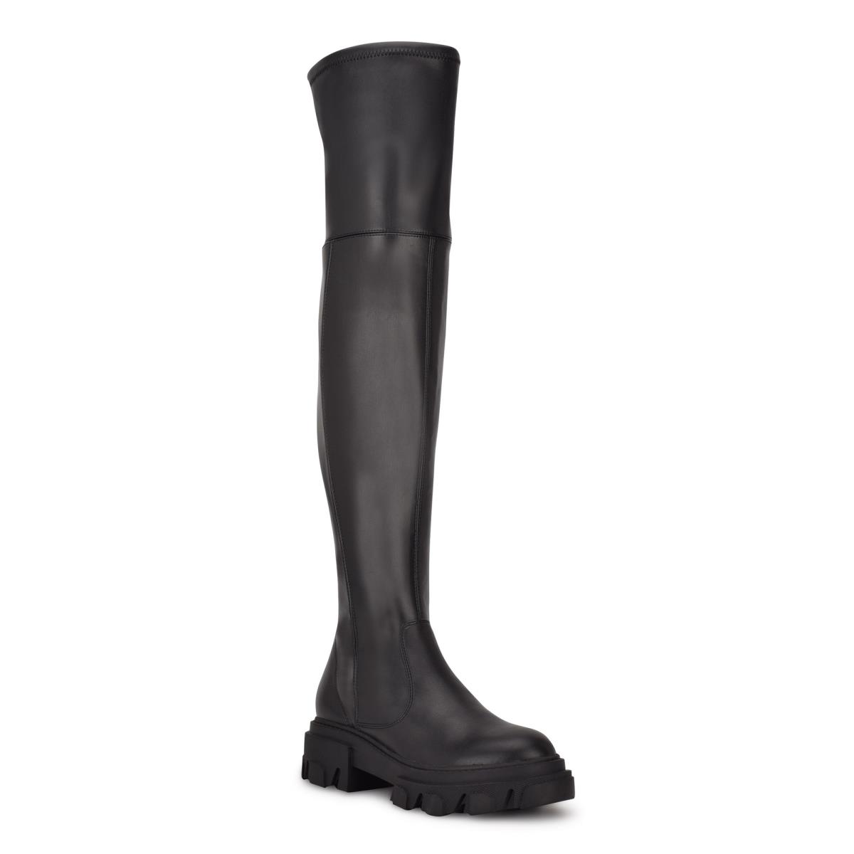 Botas Nine West Cellie Over the Knee Lug Sole Negras | 1572IFLNQ