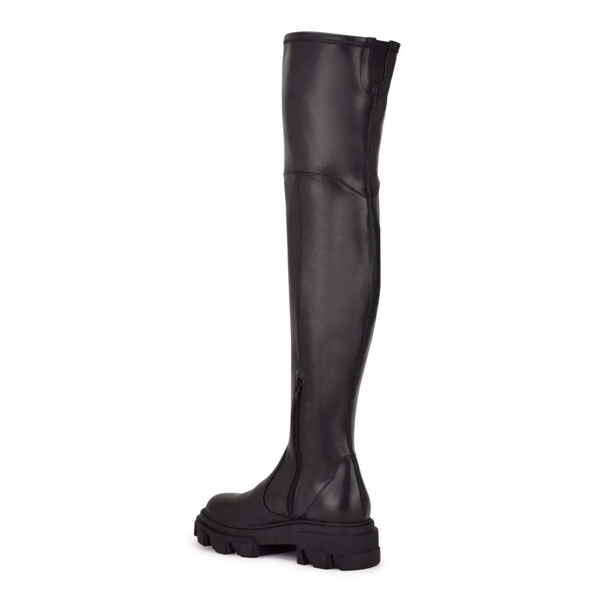 Botas Nine West Cellie Over the Knee Lug Sole Negras | 1572IFLNQ