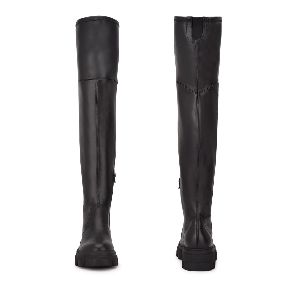 Botas Nine West Cellie Over the Knee Lug Sole Negras | 1572IFLNQ