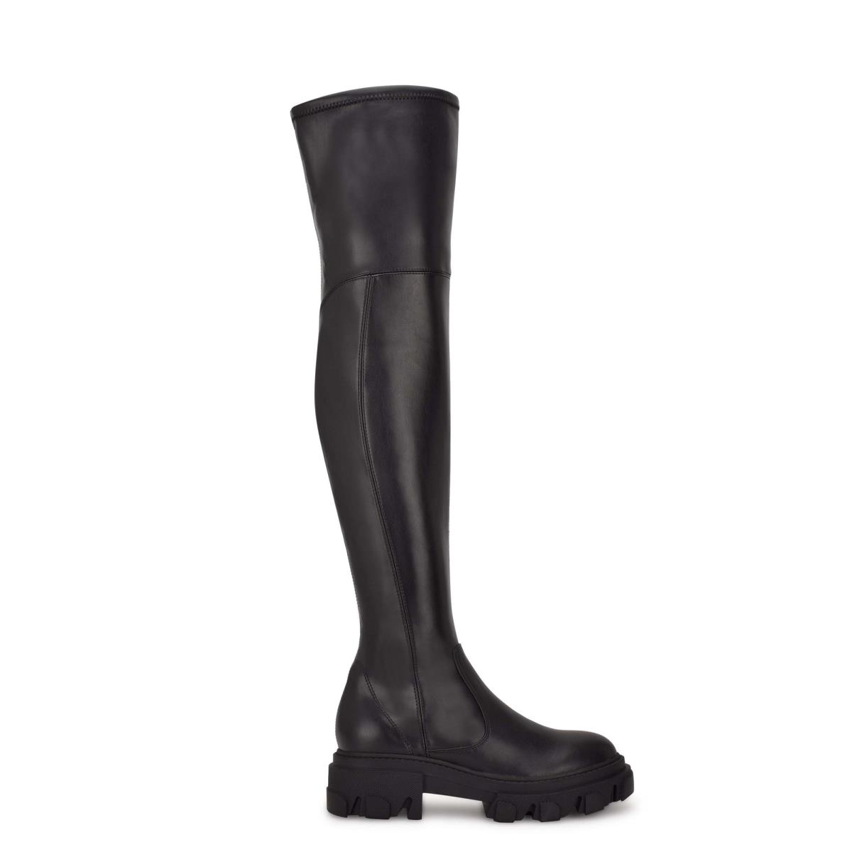 Botas Nine West Cellie Over the Knee Lug Sole Negras | 1572IFLNQ