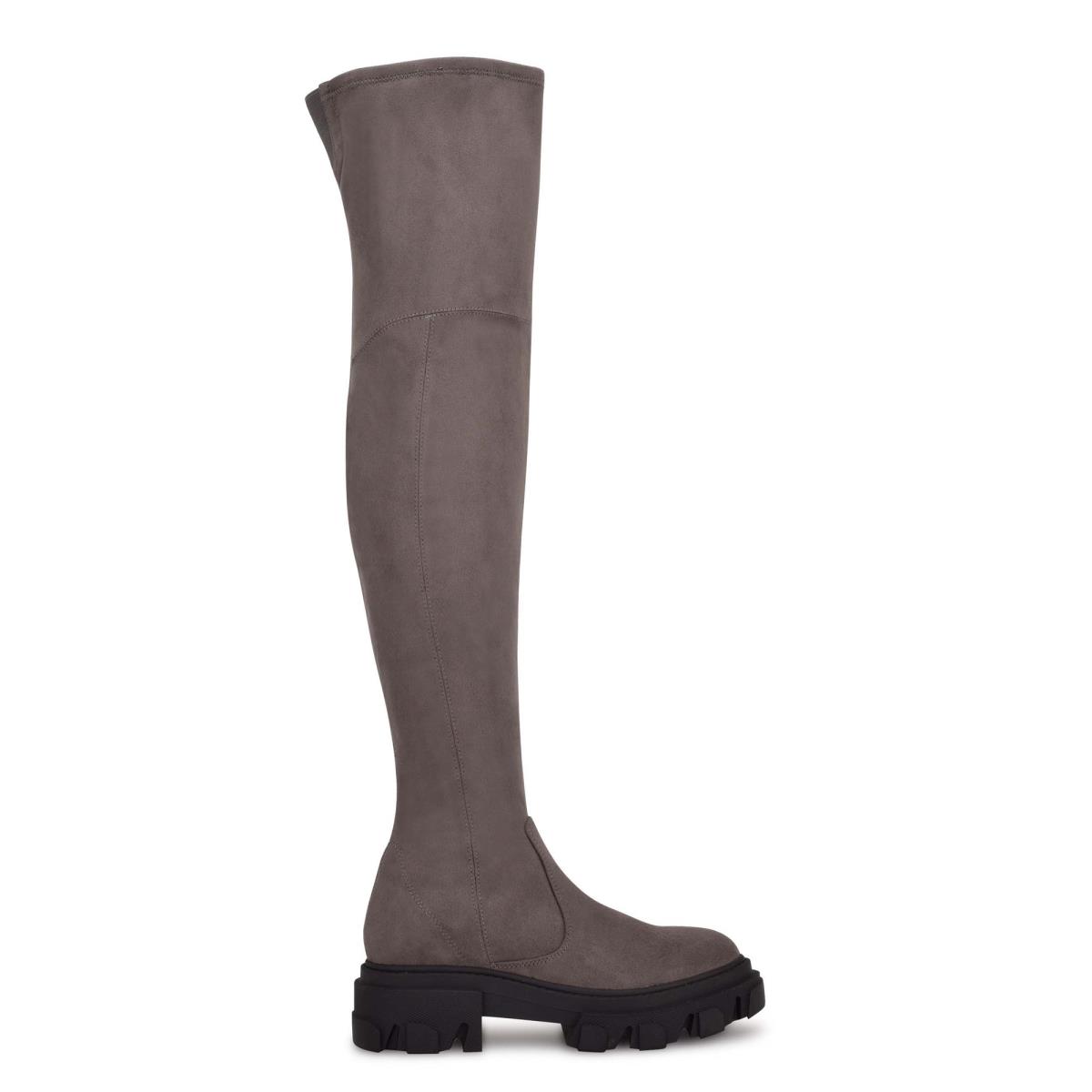 Botas Nine West Cellie Over the Knee Lug Sole Gris | 4789JCEFV