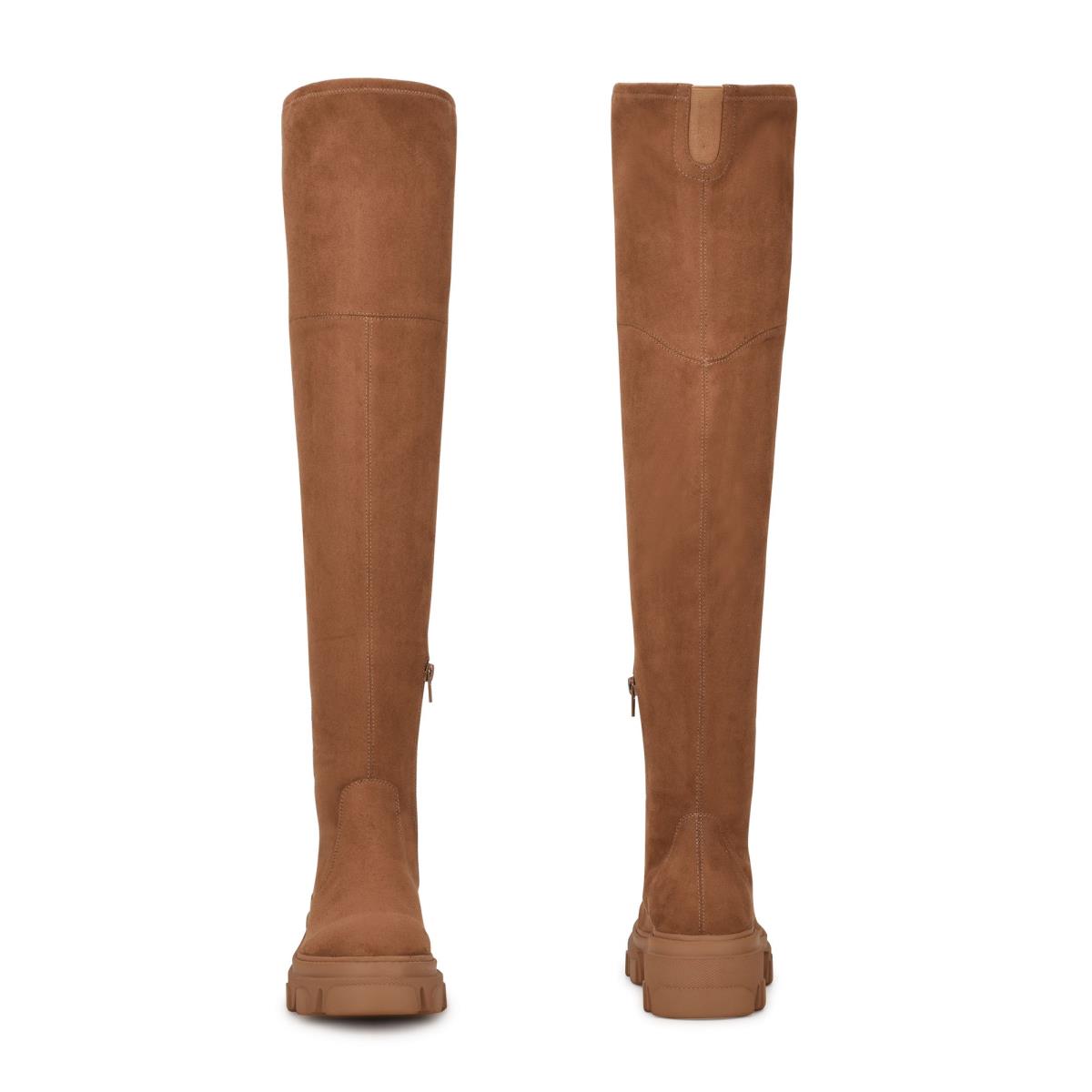 Botas Nine West Cellie Over the Knee Lug Sole Marrones | 9283OTFZK