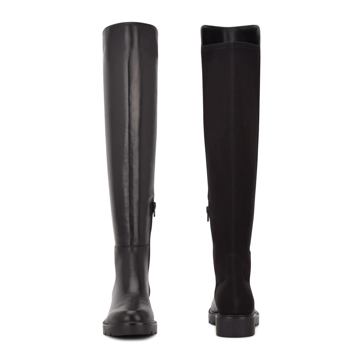 Botas Nine West Tread Over The Knee Lug Sole Negras | 7018JBICM