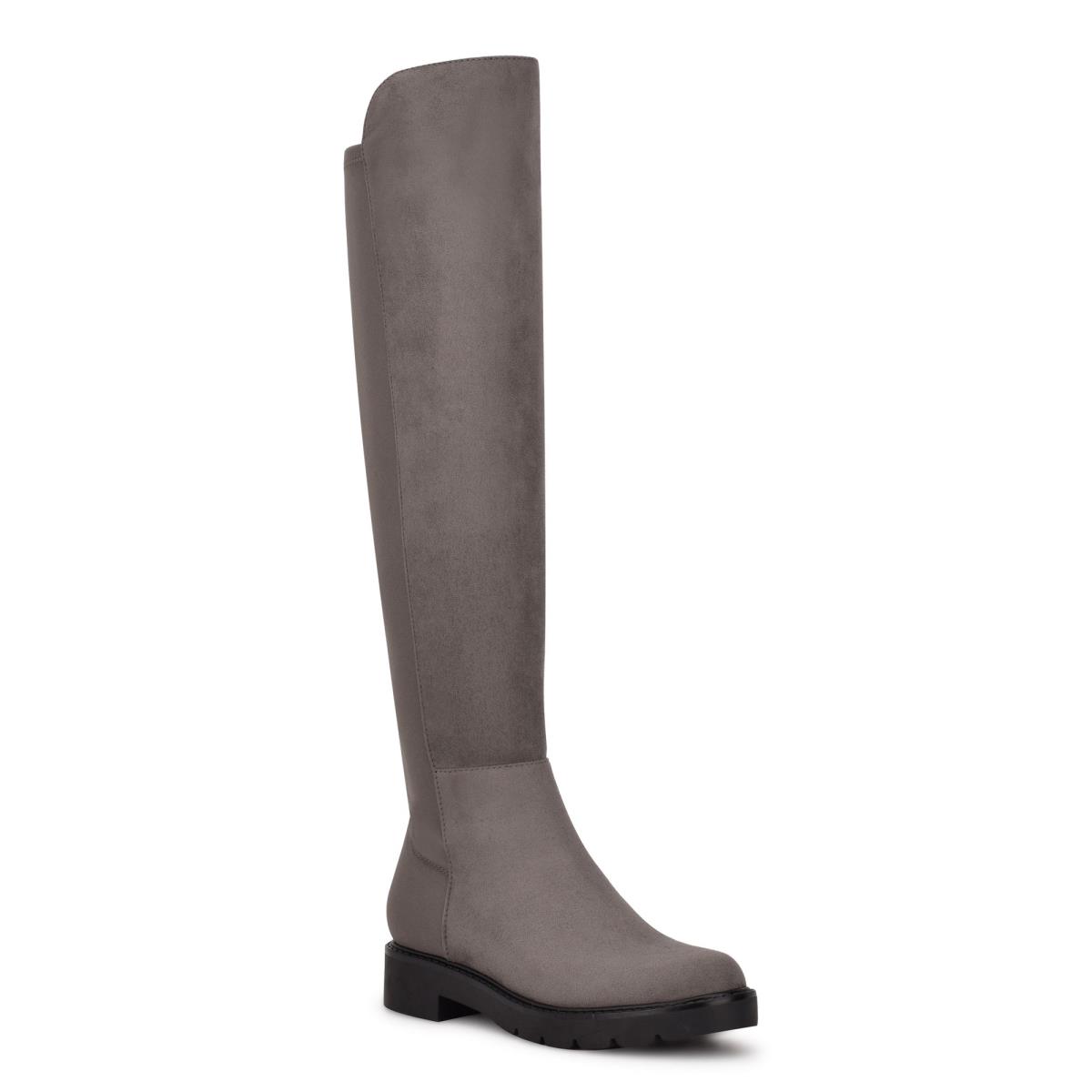 Botas Nine West Tread Over The Knee Lug Sole Gris | 7506XPFLV