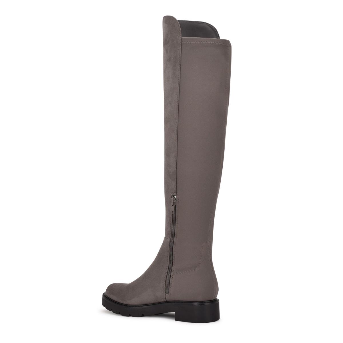 Botas Nine West Tread Over The Knee Lug Sole Gris | 7506XPFLV