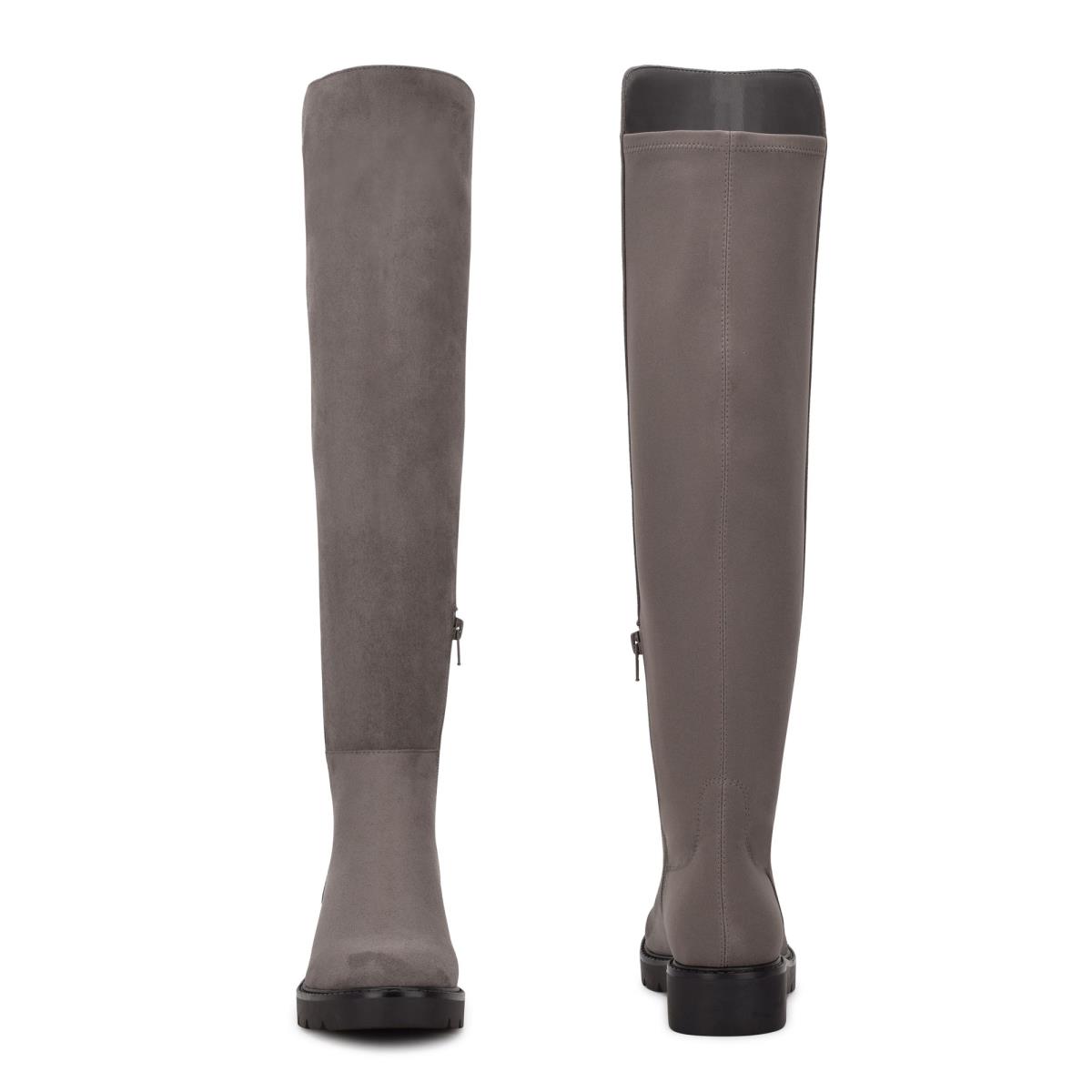 Botas Nine West Tread Over The Knee Lug Sole Gris | 7506XPFLV