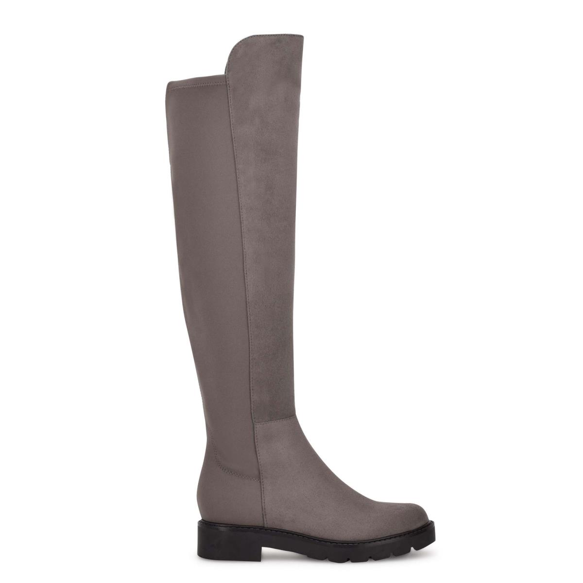 Botas Nine West Tread Over The Knee Lug Sole Gris | 7506XPFLV