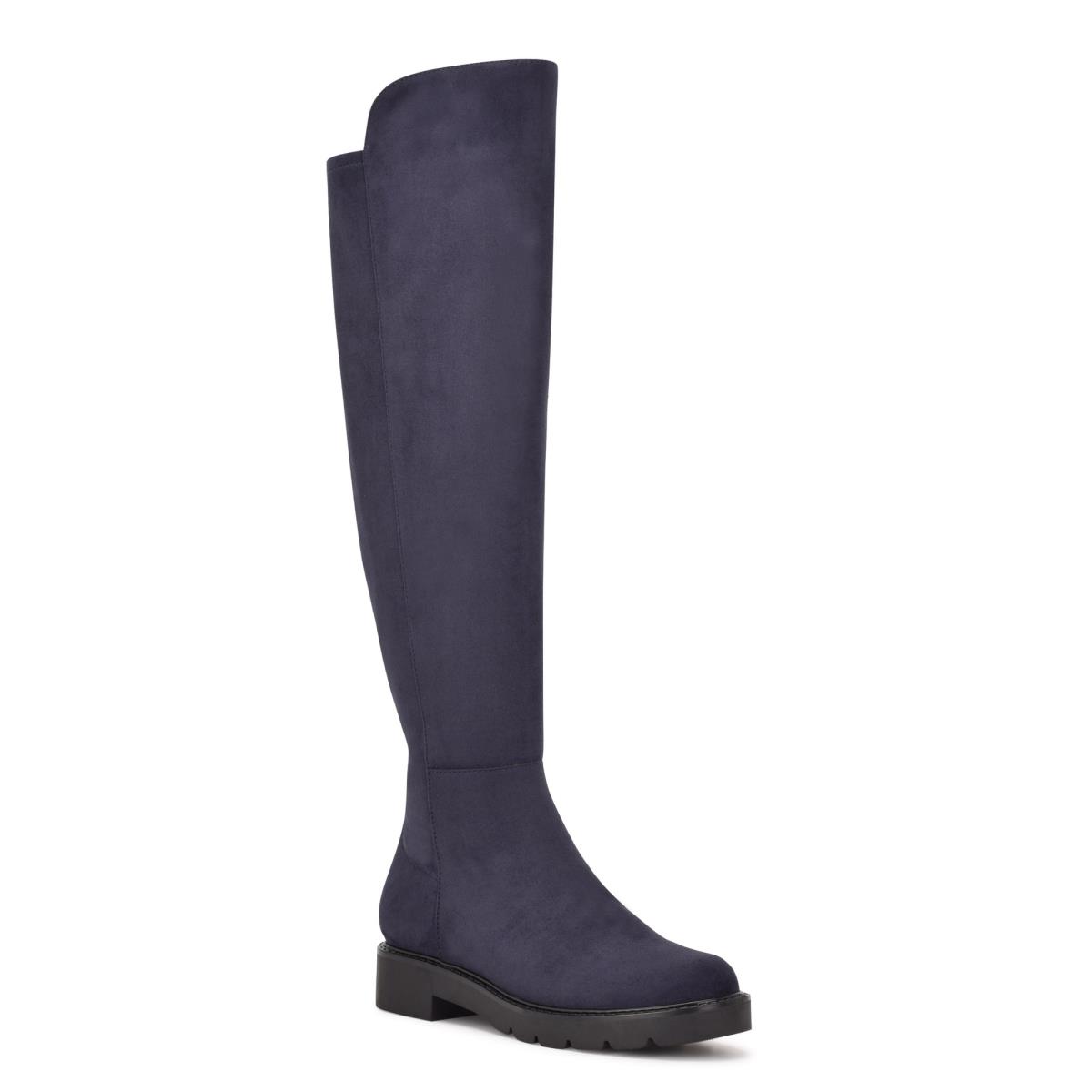 Botas Nine West Tread Over The Knee Lug Sole Azul Marino | 7915THVRG