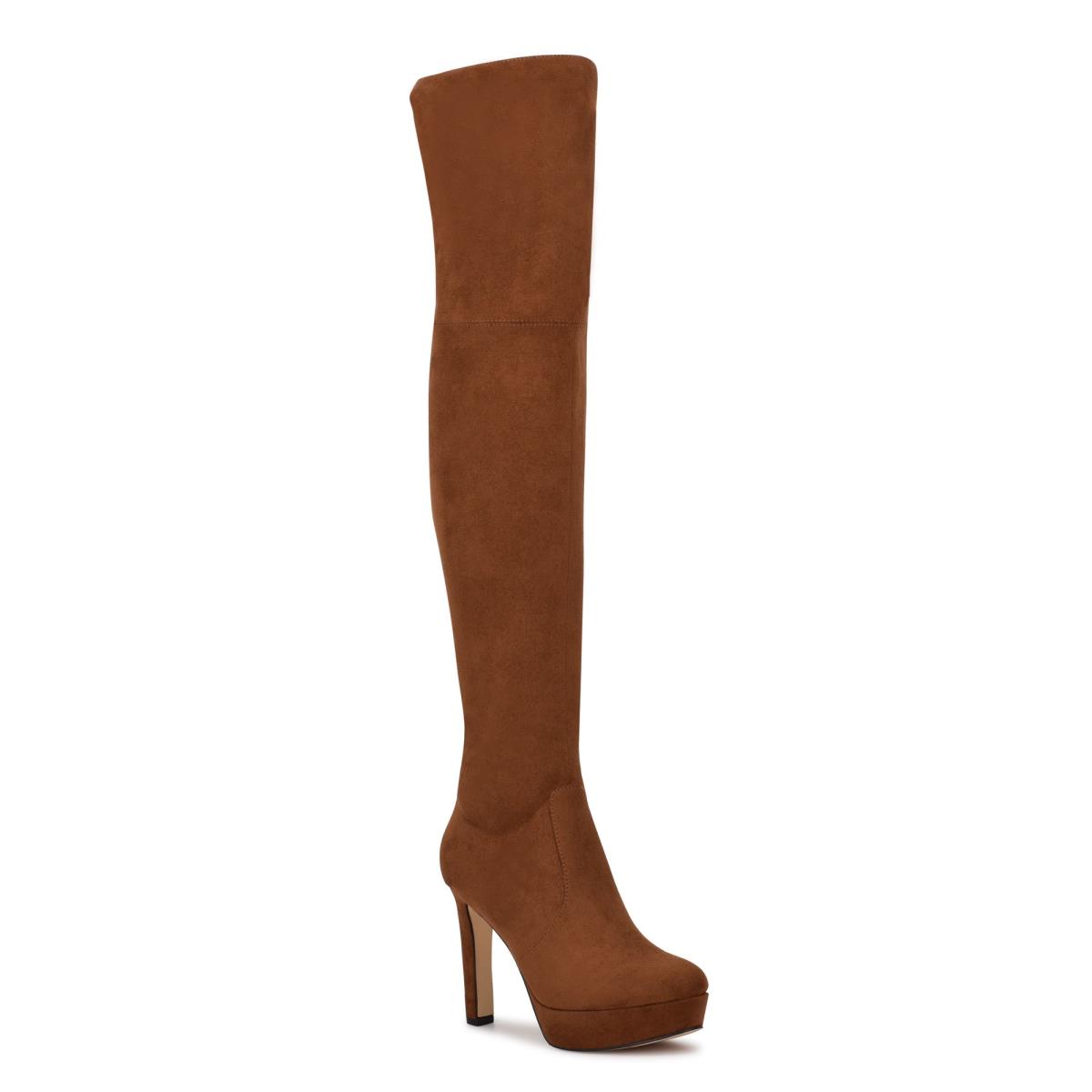 Botas Plataforma Nine West Gotcha Anchos Calf Over the Knee Marrones | 2174EXBNU