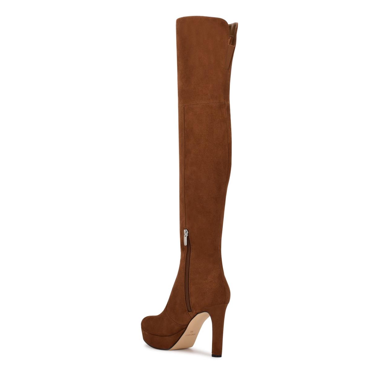 Botas Plataforma Nine West Gotcha Anchos Calf Over the Knee Marrones | 2174EXBNU