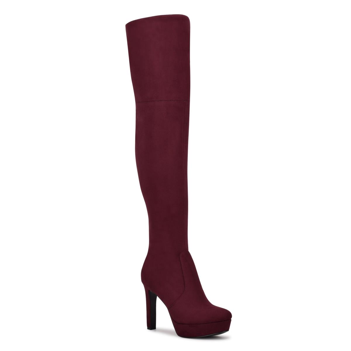 Botas Plataforma Nine West Gotcha Anchos Calf Over the Knee Burdeos | 8705ZQEFD