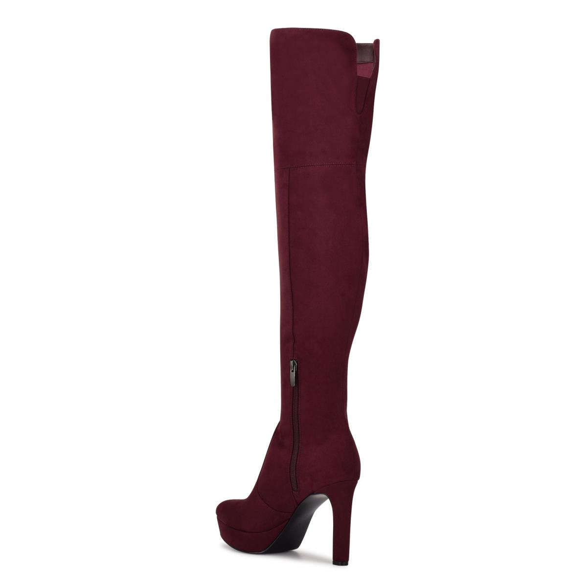 Botas Plataforma Nine West Gotcha Anchos Calf Over the Knee Burdeos | 8705ZQEFD