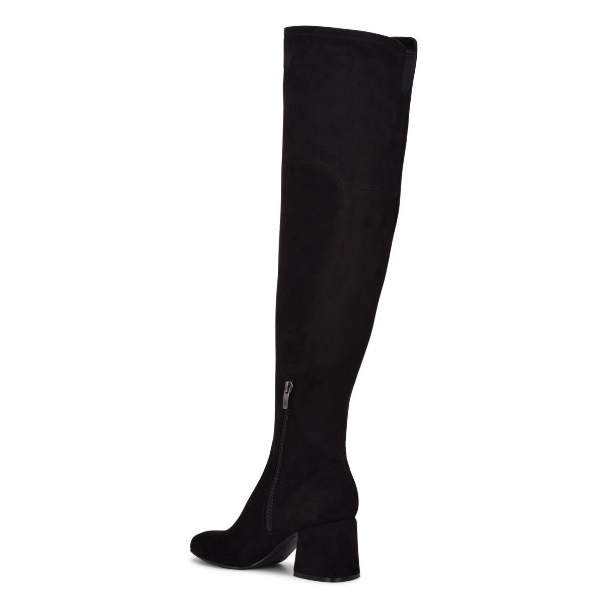 Botas de Tacon Nine West Blocky Over The Knee Negras | 0695EMJBN