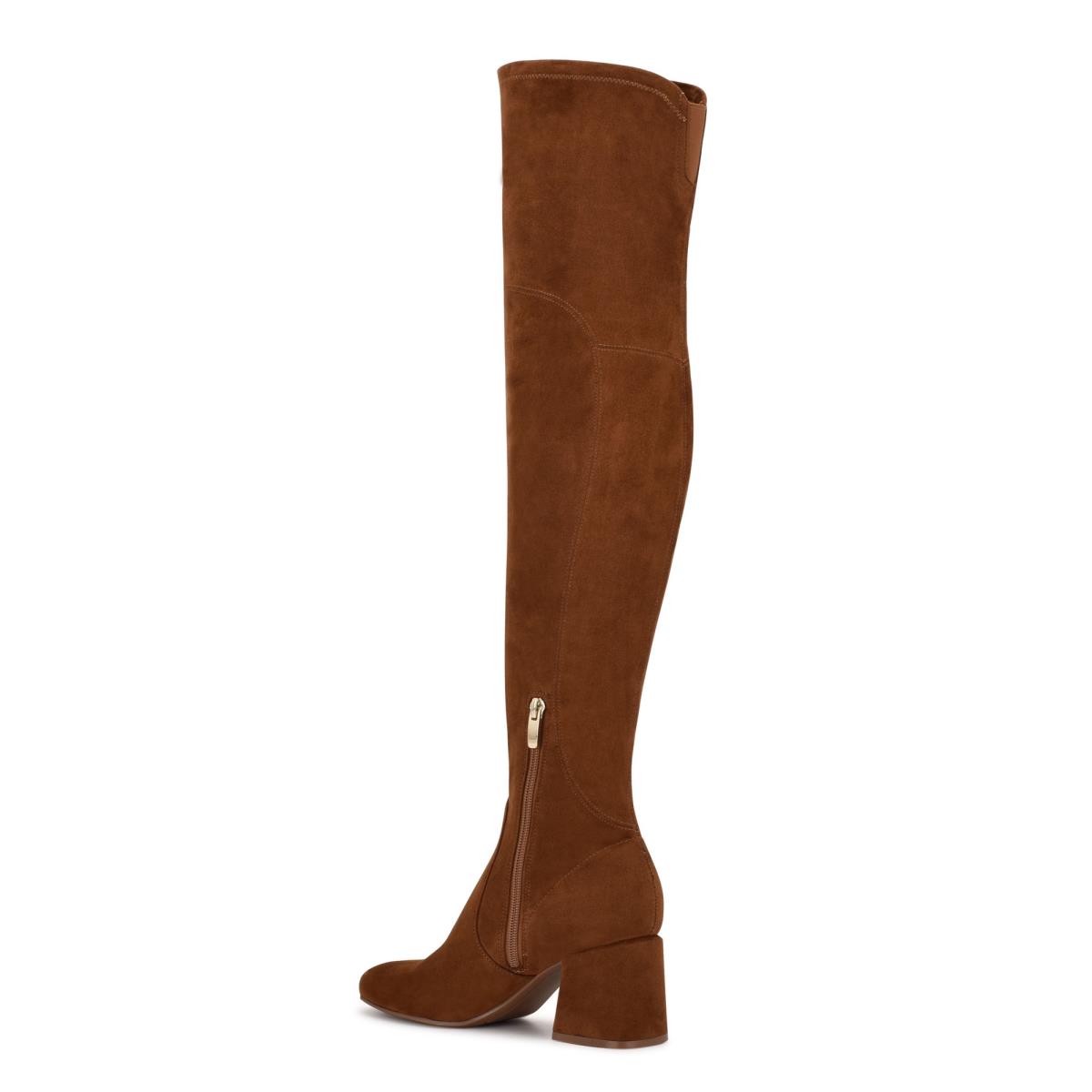 Botas de Tacon Nine West Blocky Over The Knee Marrones | 3647HOUTI