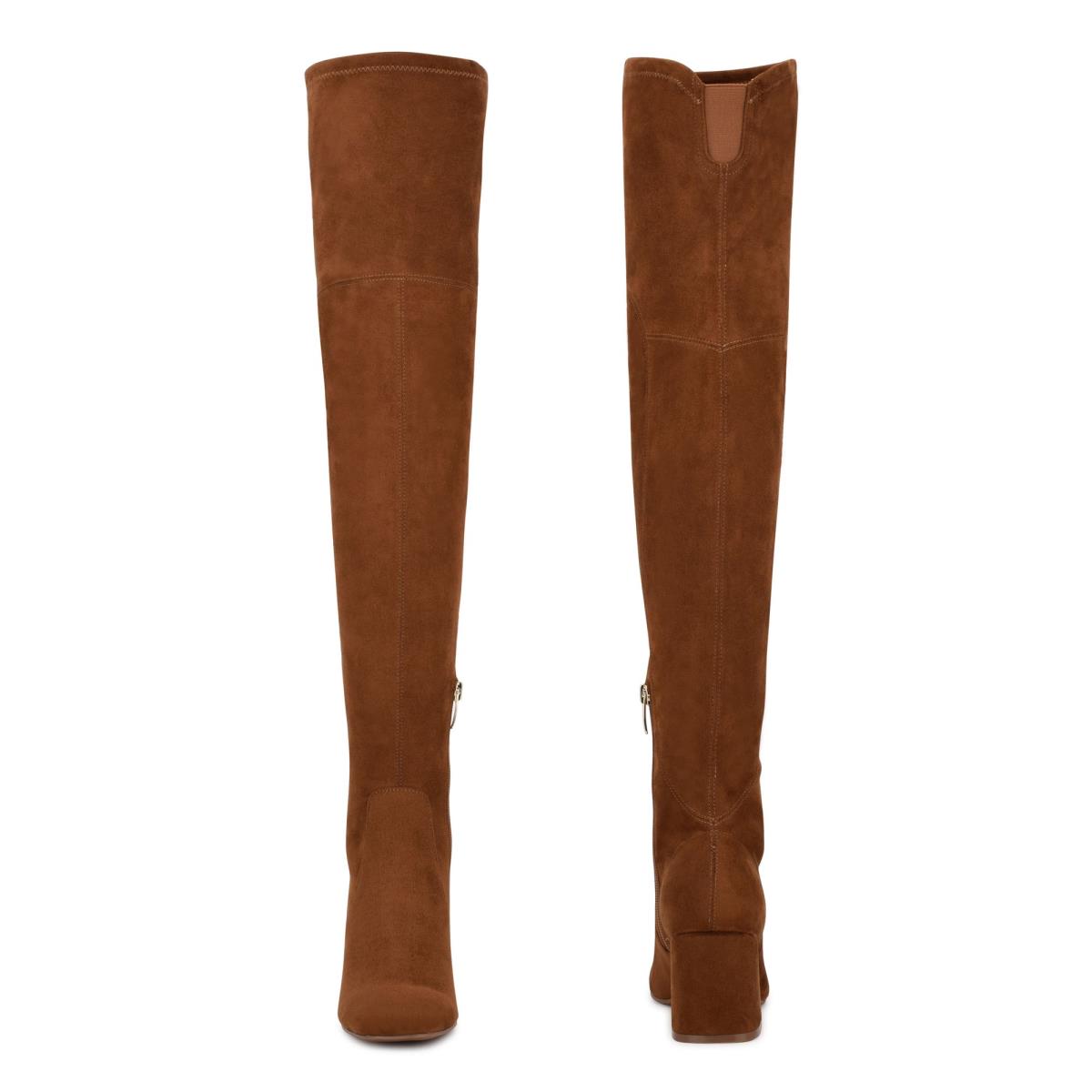 Botas de Tacon Nine West Blocky Over The Knee Marrones | 3647HOUTI