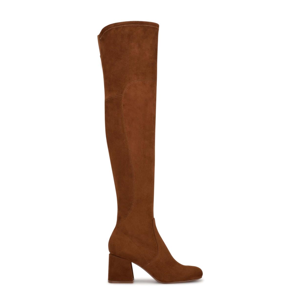 Botas de Tacon Nine West Blocky Over The Knee Marrones | 3647HOUTI