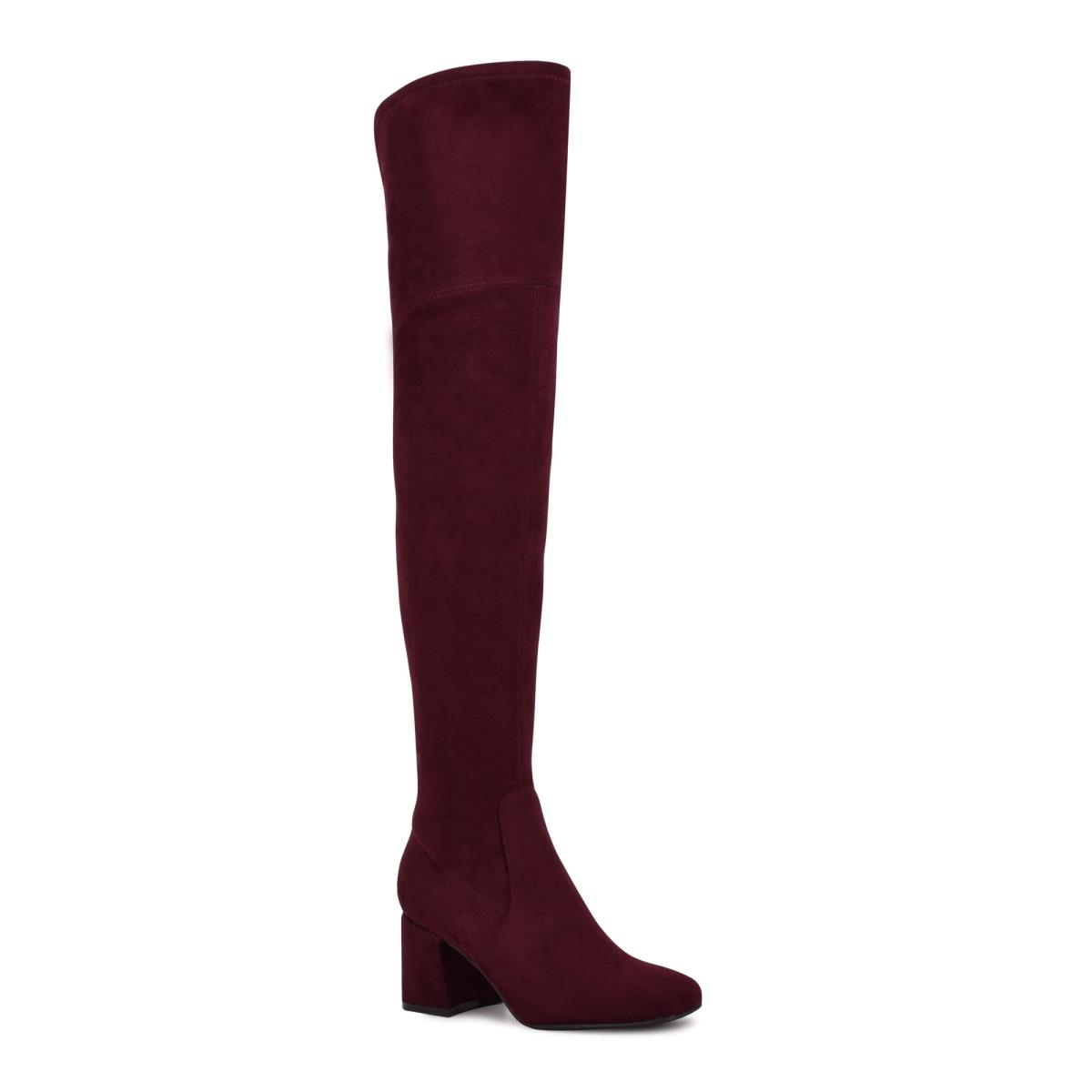 Botas de Tacon Nine West Blocky Over The Knee Burdeos | 9473OZMVP