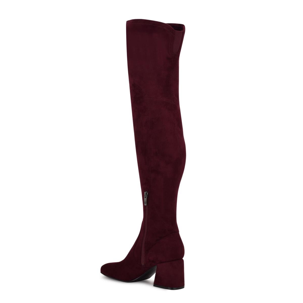 Botas de Tacon Nine West Blocky Over The Knee Burdeos | 9473OZMVP