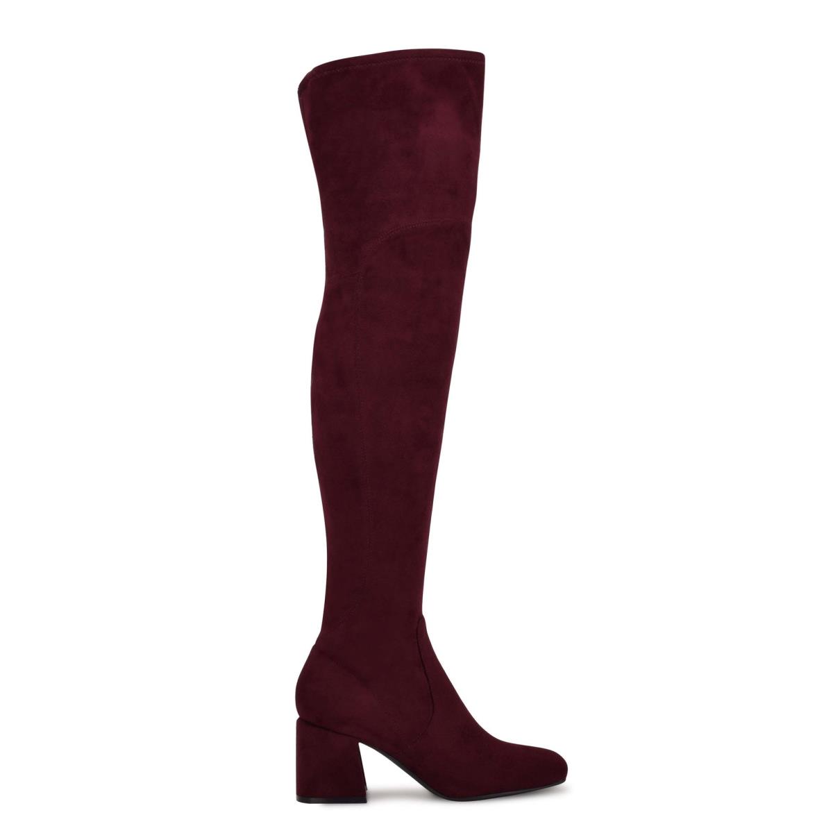 Botas de Tacon Nine West Blocky Over The Knee Burdeos | 9473OZMVP