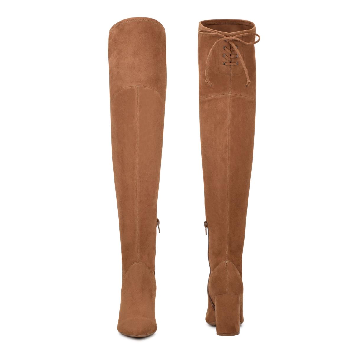 Botas de Tacon Nine West Ceeya 9x9 Over The Knee Marrones | 4069FEMID