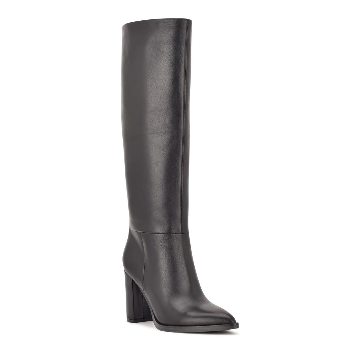 Botas de Tacon Nine West Hiya Anchos Calf Negras | 1540ESTZQ