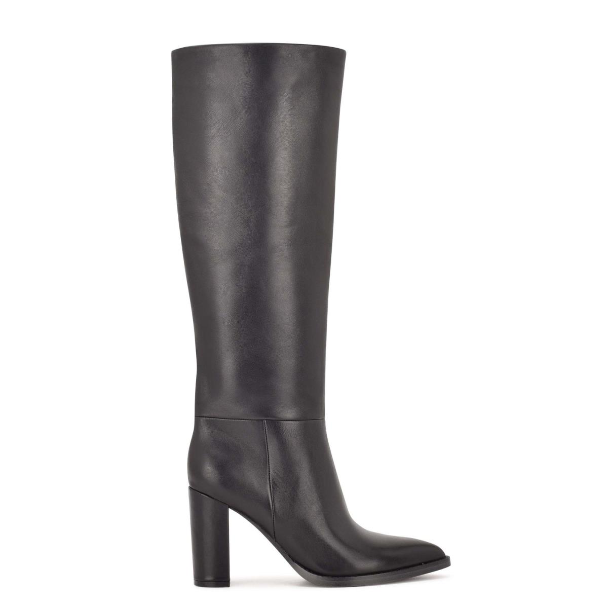 Botas de Tacon Nine West Hiya Anchos Calf Negras | 1540ESTZQ