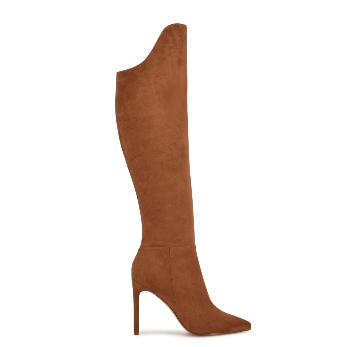 Botas de Tacon Nine West Teleena Anchos Calf Marrones | 5932AZKQE