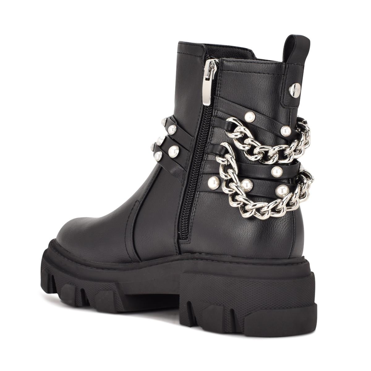 Botines Nine West Cearlz Lug Sole Negras | 6317KUNAW