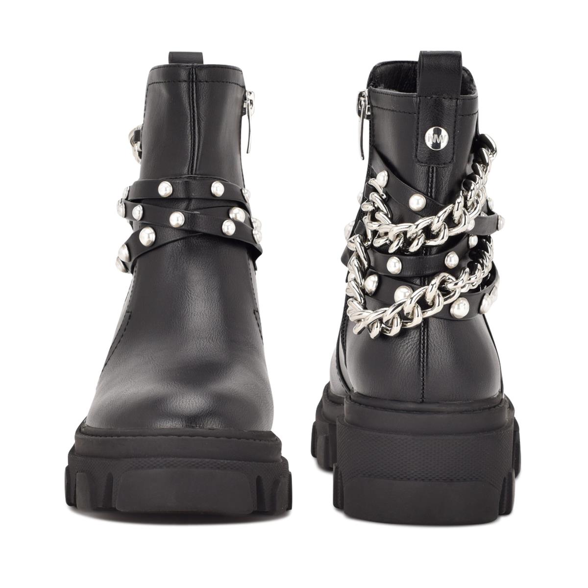 Botines Nine West Cearlz Lug Sole Negras | 6317KUNAW